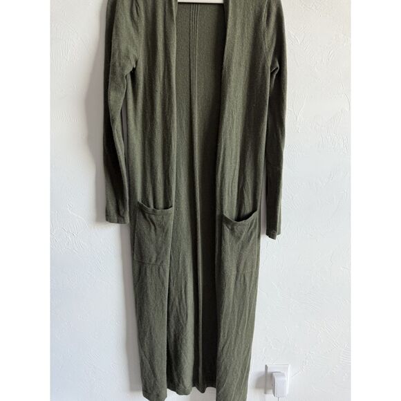 Theory 100% Soft Cashmere Long Cardigan in Olive Medium - Picture 8 of 12
